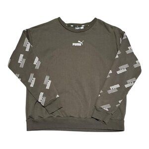 Puma Full Sleeve Printed Olive‎ Green Crewneck Sweatshirt Adult Small